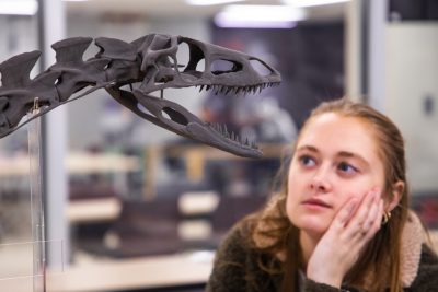 University Libraries Prototyping Studio resurrects dinosaur cousin skeletons bone by bone